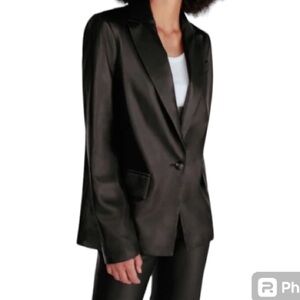 NEW Banana Republic Classic Satin Full Line Shoulder Pad Black Blazer  Size 18
